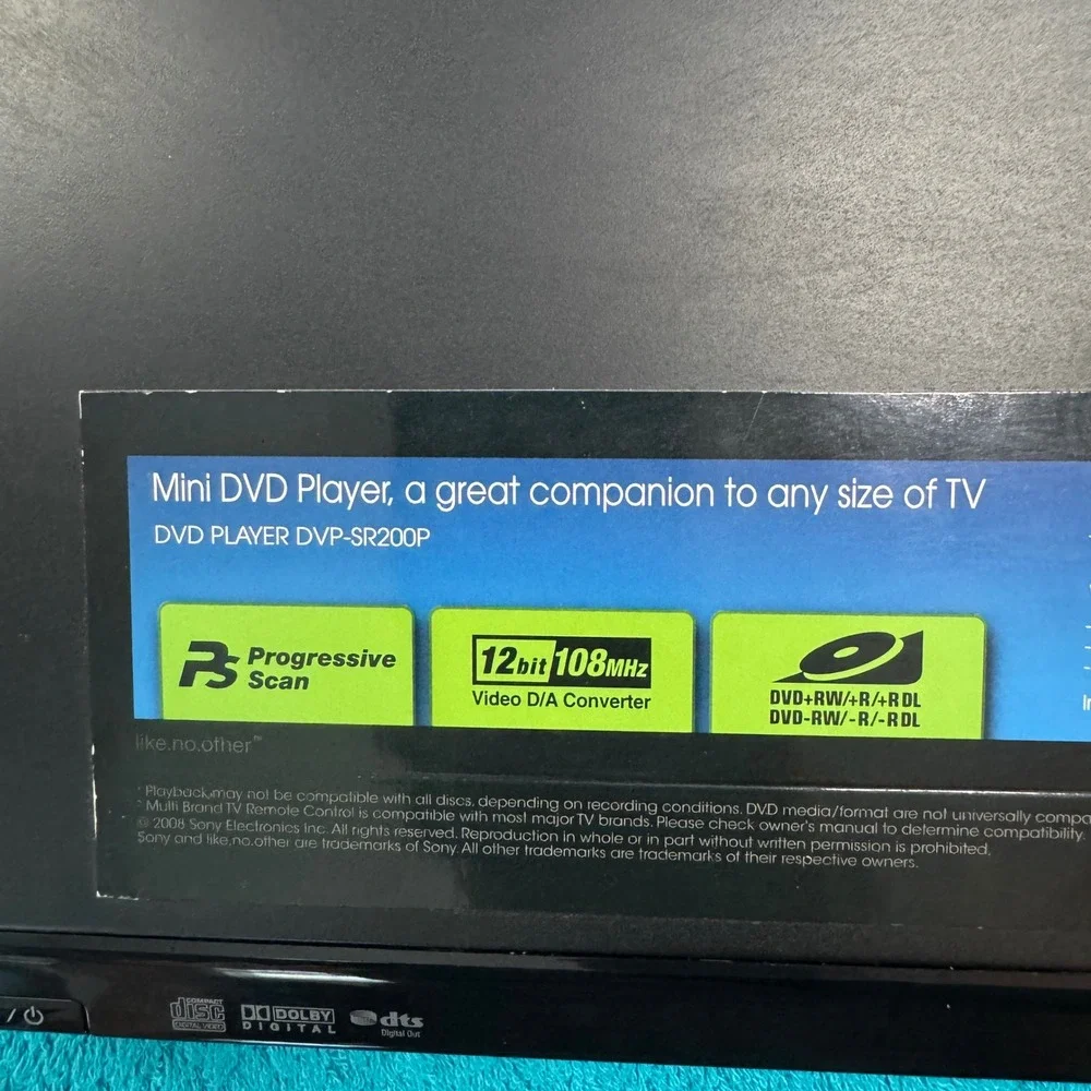 Sony DVP-SR200P Mini DVD Player Progressive Scan Black with Remote - Ships Free